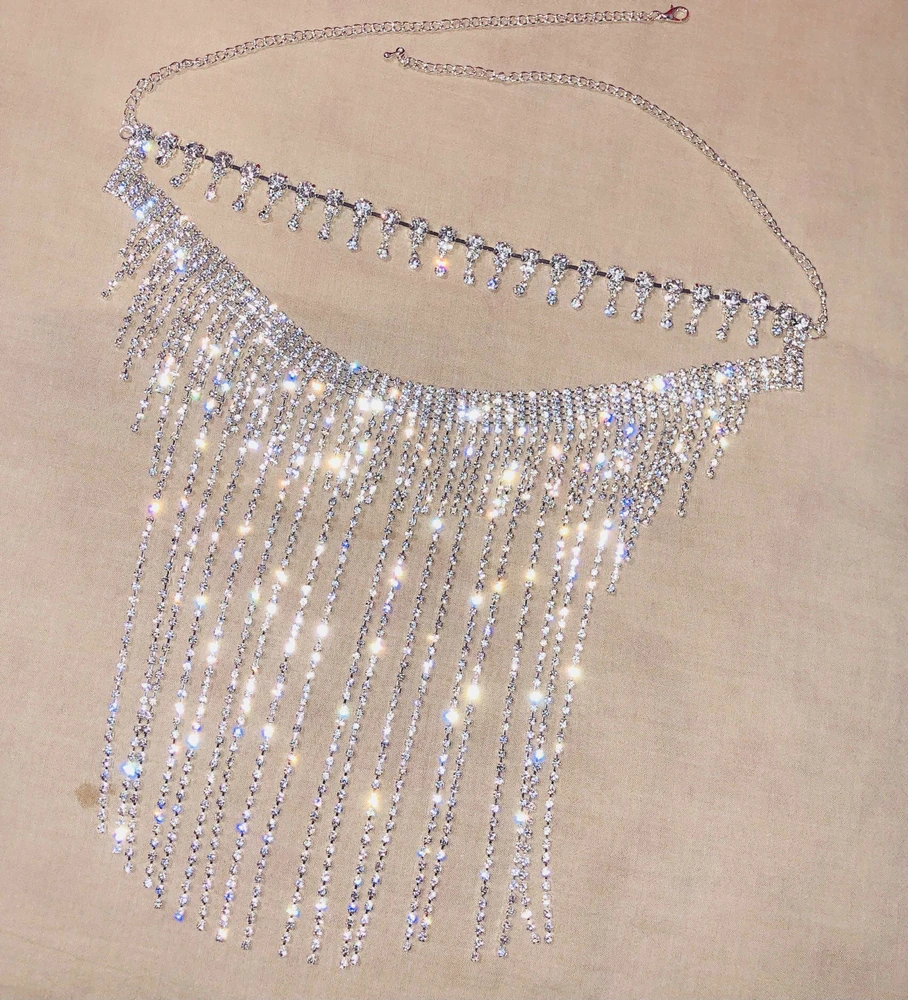 Ожерелье с бахромой для женщин воротник-чокер кисточками и кристаллами