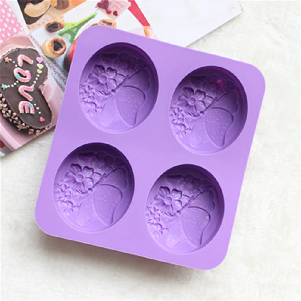 4 даже 3D бабочка цветок DIY силиконовая форма для торта выпечка шоколадный торт