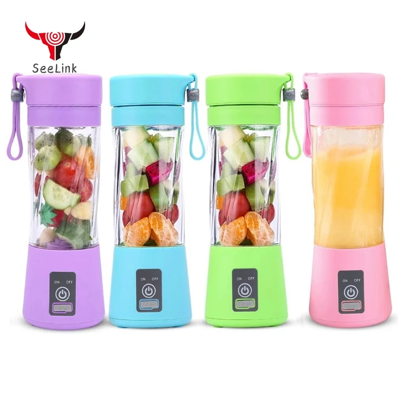 

Protable Mini Juicer Cup Single Serve Personal Size Blender USB Rechargeable 380ml Fruit Mixing Machine Multifunction Juice Maki