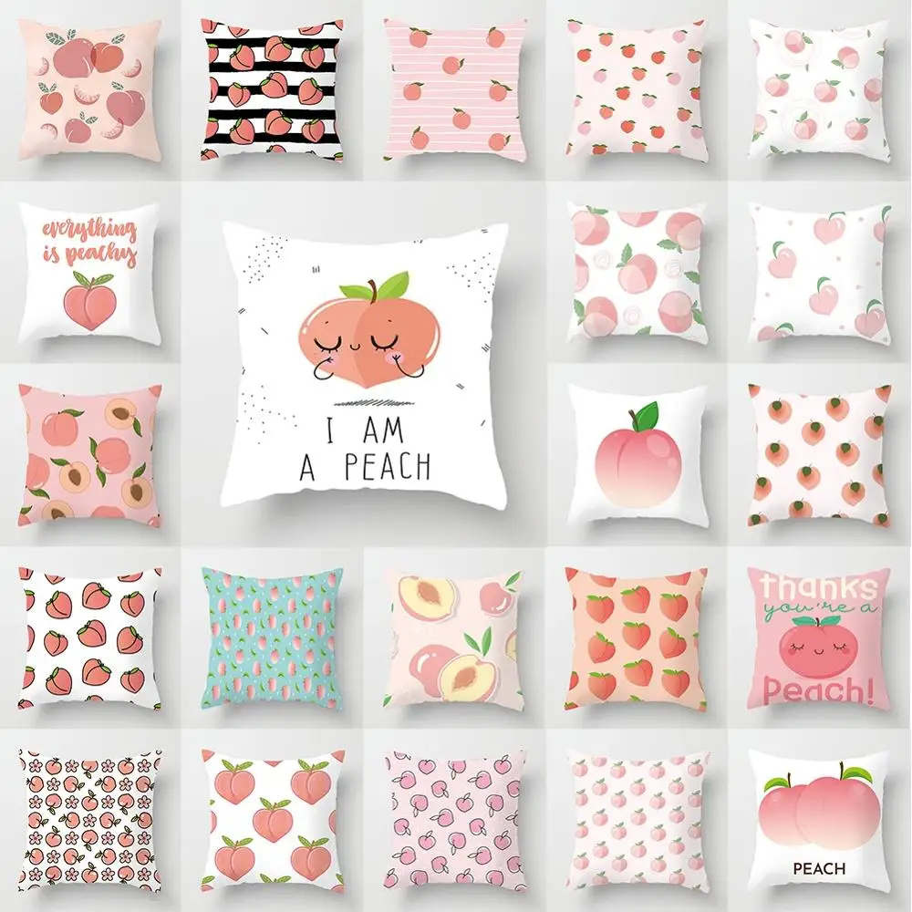 

New Hug Pillowcase Pink Peach Theme Peach Skin Hug Pillowcase Square Waist Cushion Cushion Cover Sofa Car Home Decoration