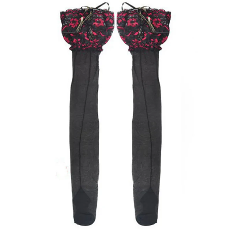 New Women Sexy Lace Thigh High Stockings Women Back Seam Heel Stockings Perfect Rib Top Black Lines Over Knee Stockings