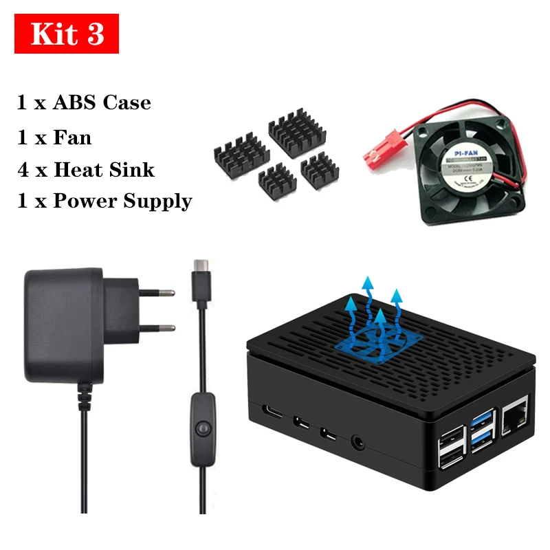 Raspberry Pi 4 корпус ABS Корпус Корпуса+ 3,5 дюймов TFT сенсорный экран ЖК-дисплей или крутой вентилятор охладитель для Raspberry Pi 4 Режим B