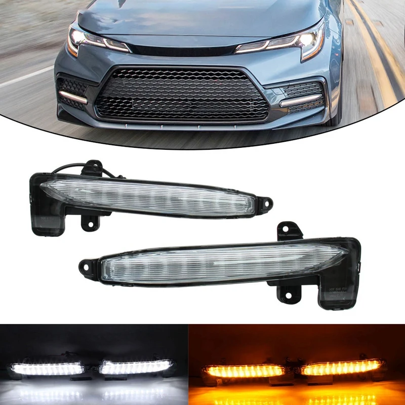 

Car LED DRL Daylights Yellow Turn Signal Head Light Lamp Daytime Running Light Foglights for Toyota Corolla SE 2020 2021