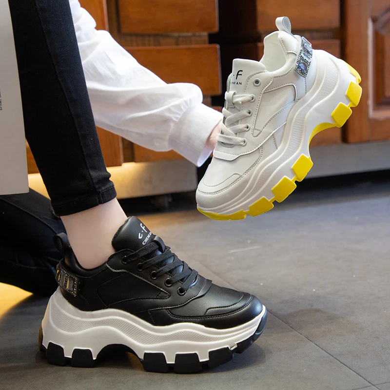 Модные женские кроссовки на высокой платформе женская обувь для бега дизайнер