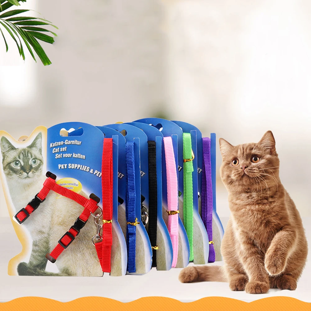 

Cat Collar Harness Leash Adjustable Nylon Pet Traction Cat Kitten Dog Halter Collar gato Cats Products Pet Harness Belt