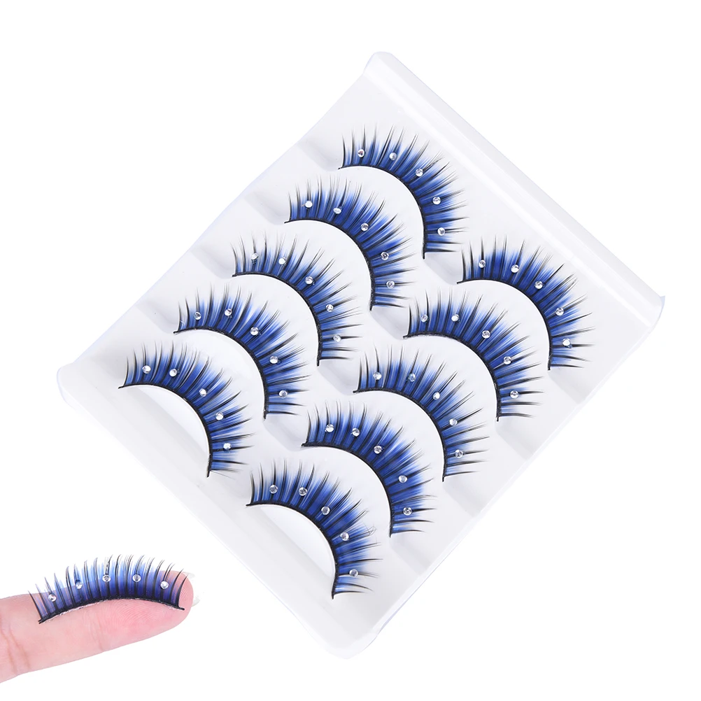 5 пар красивых модных смешанных цветов черный синий Длинные Накладные ресницы