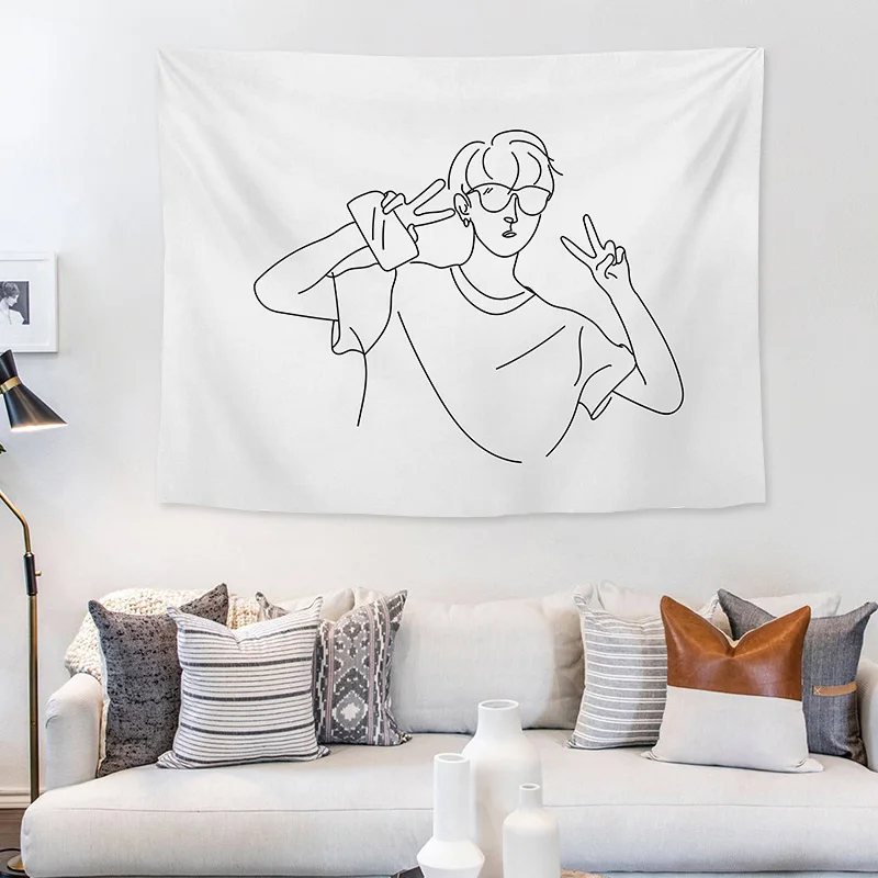 Современный скандинавский гобелен настенный креативный белый художественный