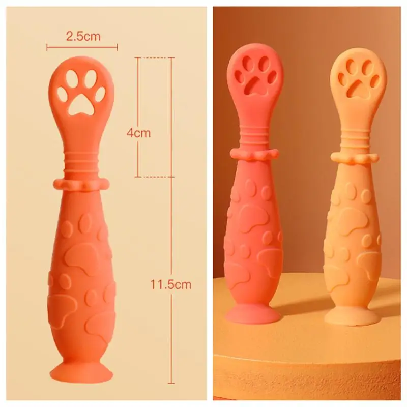 Mordedor de silicona masticable con forma de Pata de Gato para beb&eacute;, 2 uds., utensilio de mesa de entrenamiento de alimentaci&oacute;n de seguridad para beb&eacute; de 4 a 12 meses-5