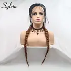 Парик Сильвия твист плетеный с эффектом деграде каштановые волосы синтетический парик с детскими волосами темные корни Двойные косы термостойкий