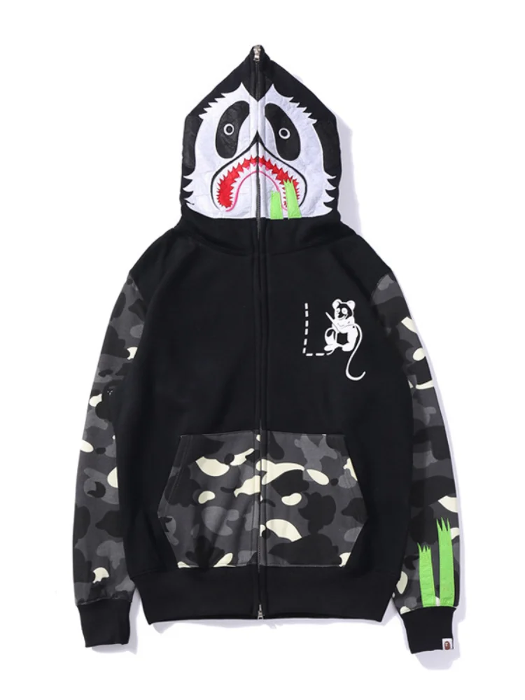 

2019FW Japanese Tide Brand Panda Hoodie Luminous Spot Stitching Hoodie Men and Women Couple Cardigan Sweater Hoodies