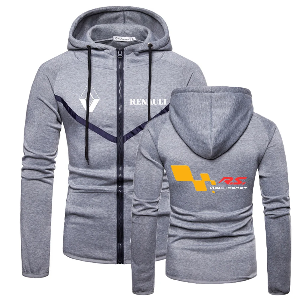 

2020 Renault Sport R.S. New Brand Zipper Hoodies Men Fitness Sweatshirts Solid Color England Style Muscle Sportswear