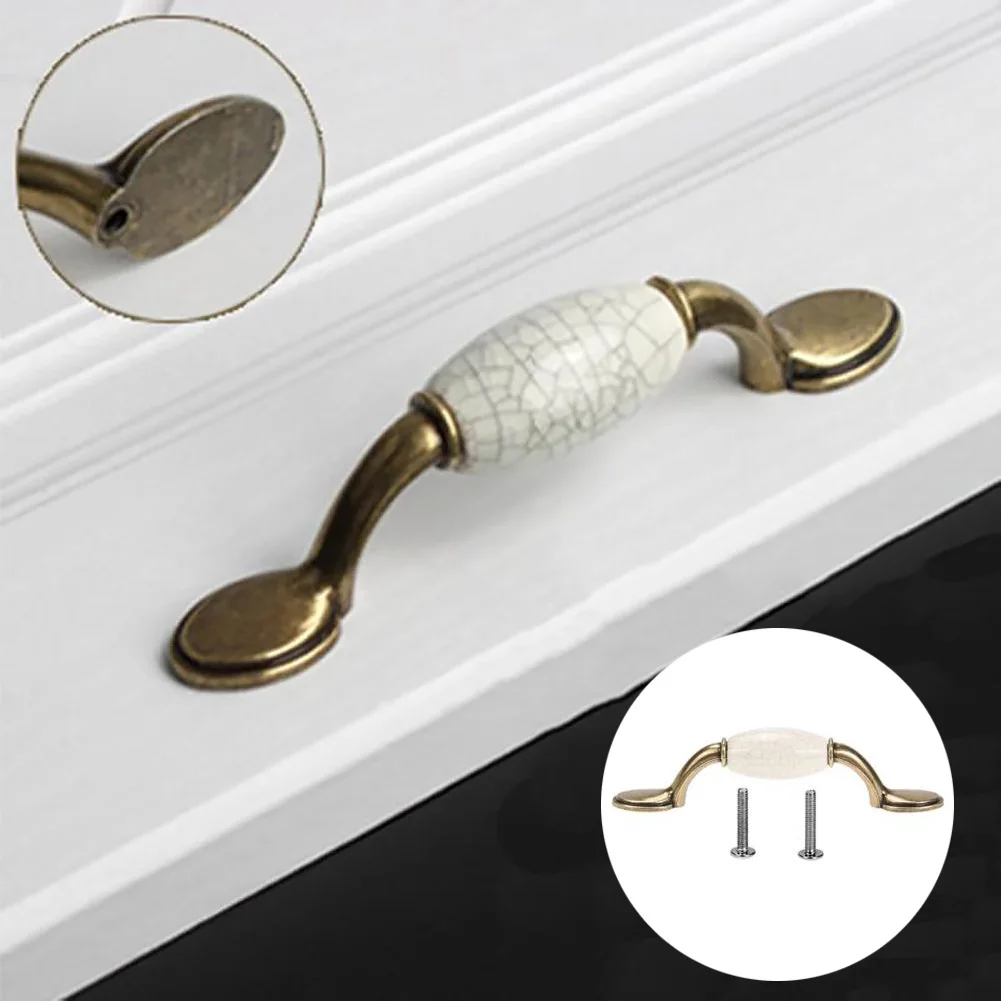 

Antique Bronze Ceramic Cabinet Handles Vintage Zinc Alloy Drawer Knobs Wardrobe Door Handles European Furniture Handle Hardware