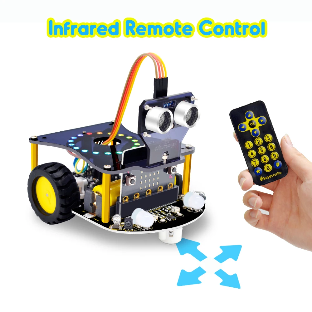 Keyestudio BBC Micro:bit V2 V1.5 программируемая машинка-робот для микро-бита робот-стержень
