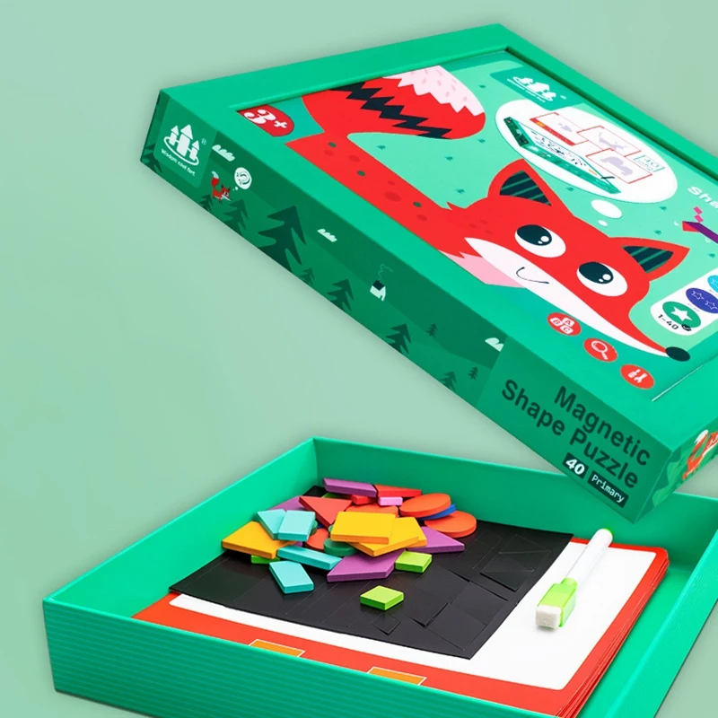 

Wooden Jigsaw Puzzle Early Childhood Education Geometric Tangram Wooden Game Toys for Children Learning