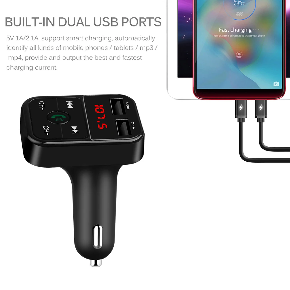 Kebidu автомобильные аксессуары Bluetooth fm передатчик Беспроводной Громкая связь