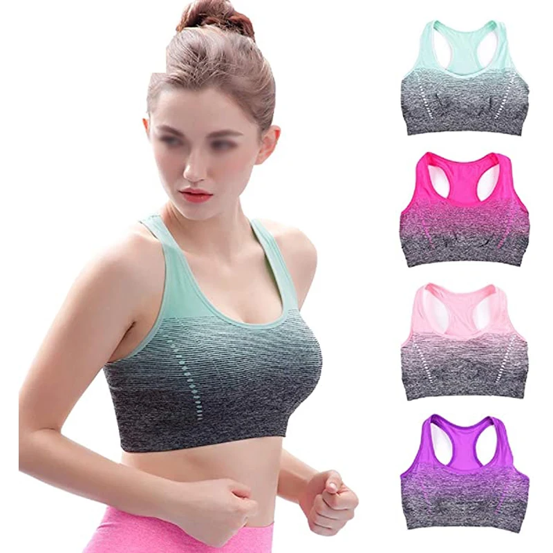 

Sports Bra High Stretch Breathable Top Fitness Women Padded for Running Gym Seamless Crop Bra Gradient Sport Bra S-XL