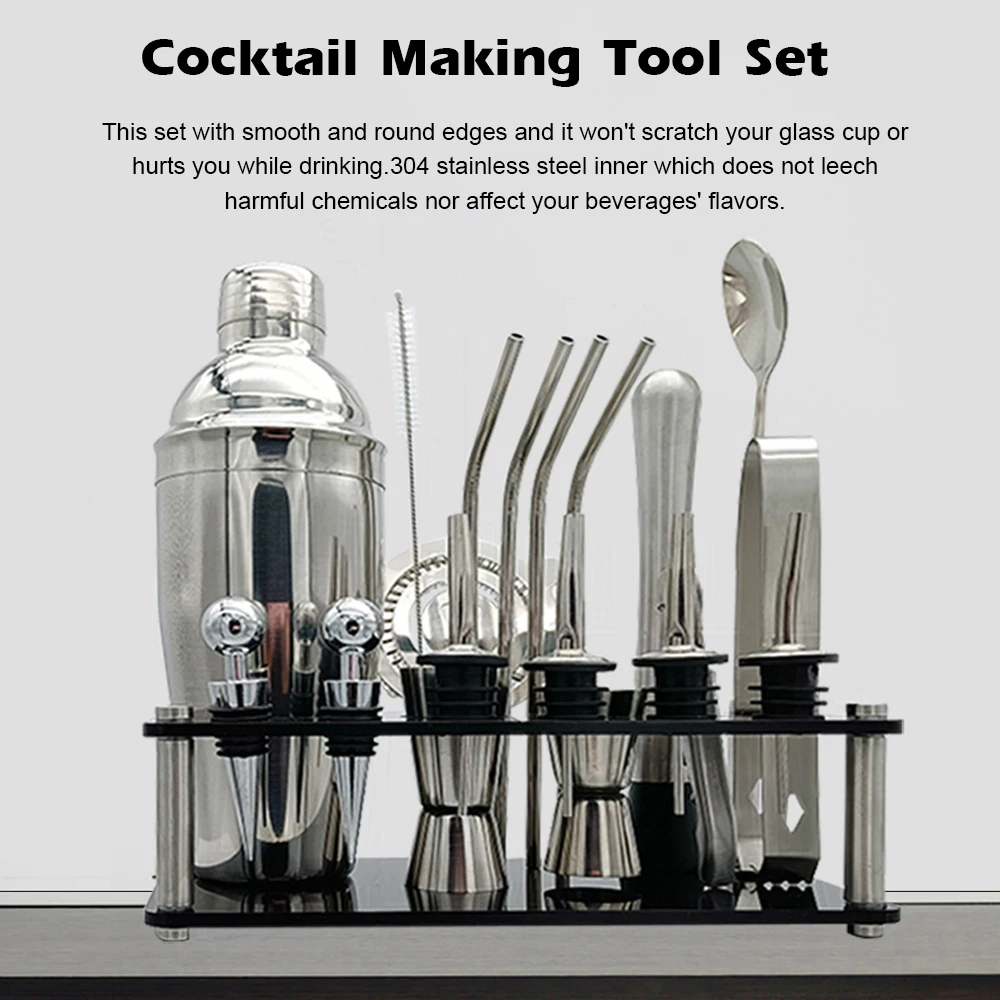 

20pcs Fine Quality Cocktail Making Set Cocktail Set Boston Shaker Mixer Stainless Drink Making Stainless Steel Kit for Home Bar