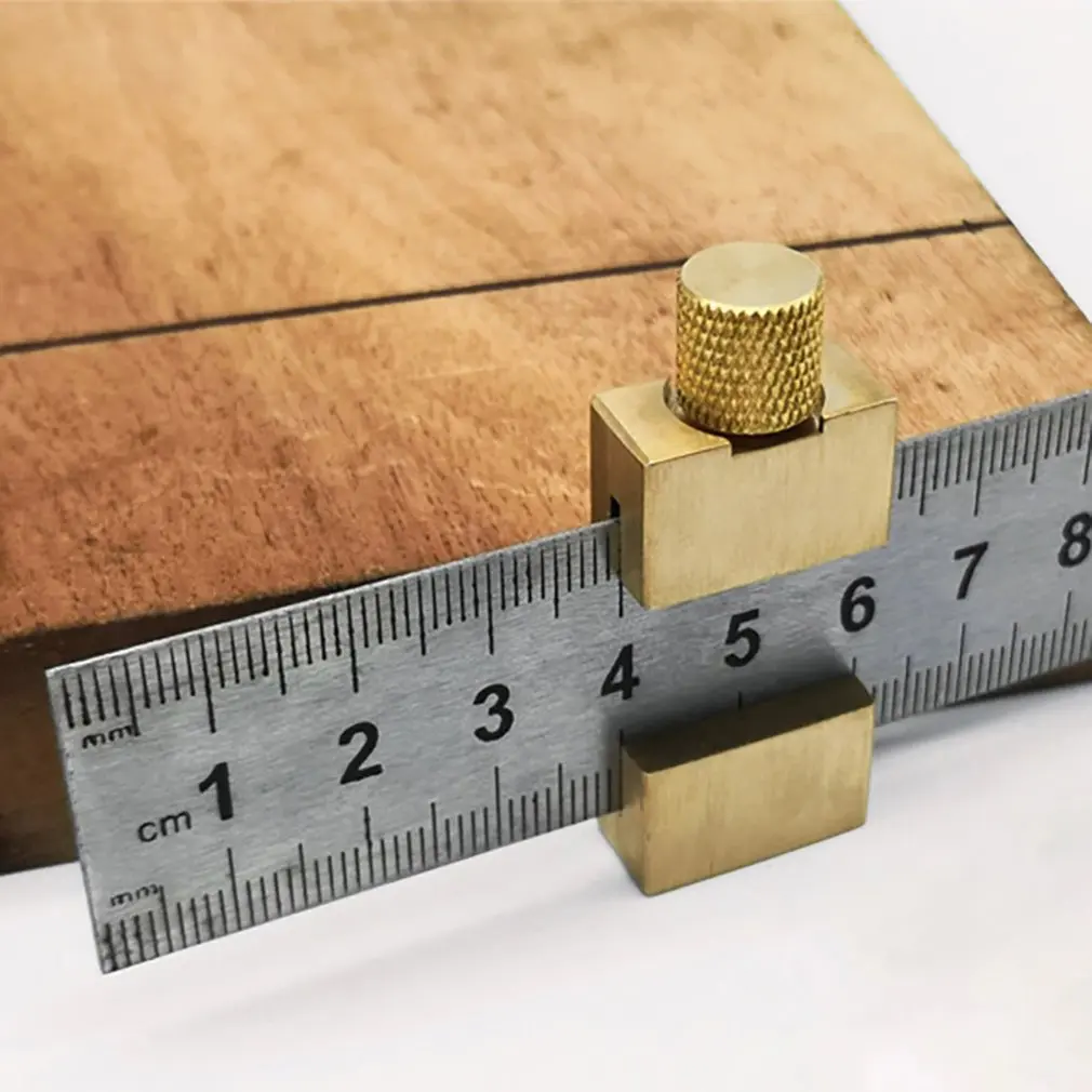 

Steel Ruler Positioning Block Brass Angle Plotter Line Marking Indicator For Ruler Locator DIY Carpentry Scriber Measuring Tools
