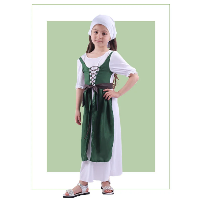 

NEW Cute Northern Ireland National Folk Child Saint Patrick's Day Cosplay Costumes For Girls Halloween Party Stage Dress