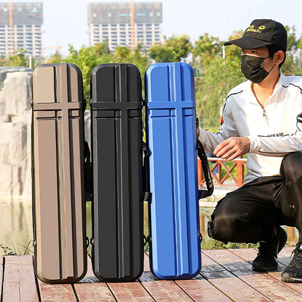 125CM Portable Fishing Rod Bag Waterproof Fishing Gear Bag ABS Hard Shell High Capacity Fishing Bag Shockproof Fishing Reel Bag
