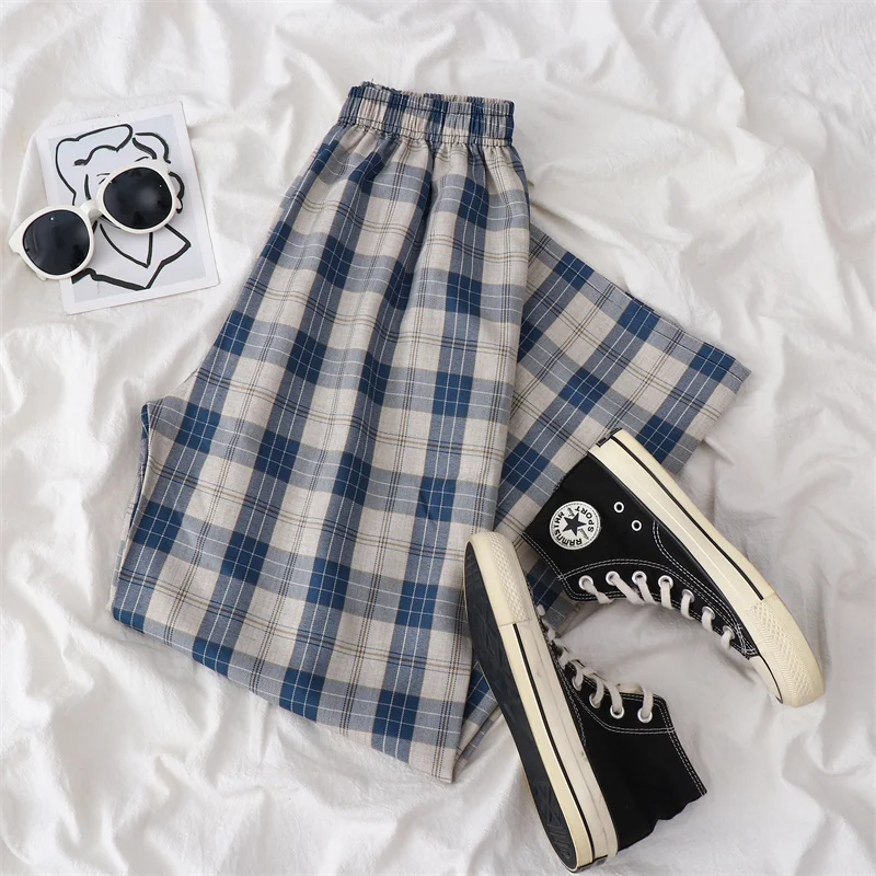 

Unua amo 2021 Casual Plaid Pants For Women Spring Summer Fashion High Waist Ankle-Length Sports Trousers Joggers Women