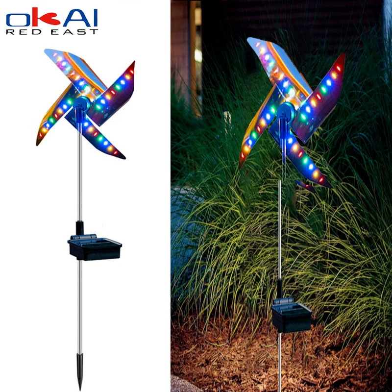 

1/2 PCS Solar Windmill Garden Light LED Waterproof Decorative Solar Powered Lamp for Outdoor Walkway Yard Lawn Patio.