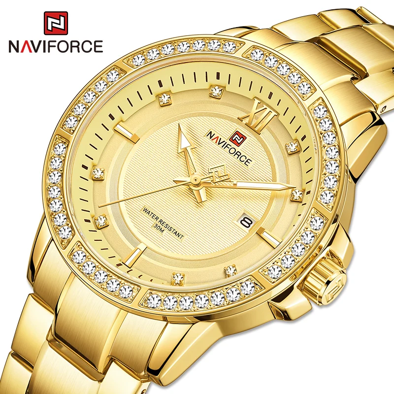 

NAVIFORCE Watch For Men Top Brand Luxury 2021 With diamonds Waterproof Leisure And Fashion Shock Resistant Calendar Wrist watch