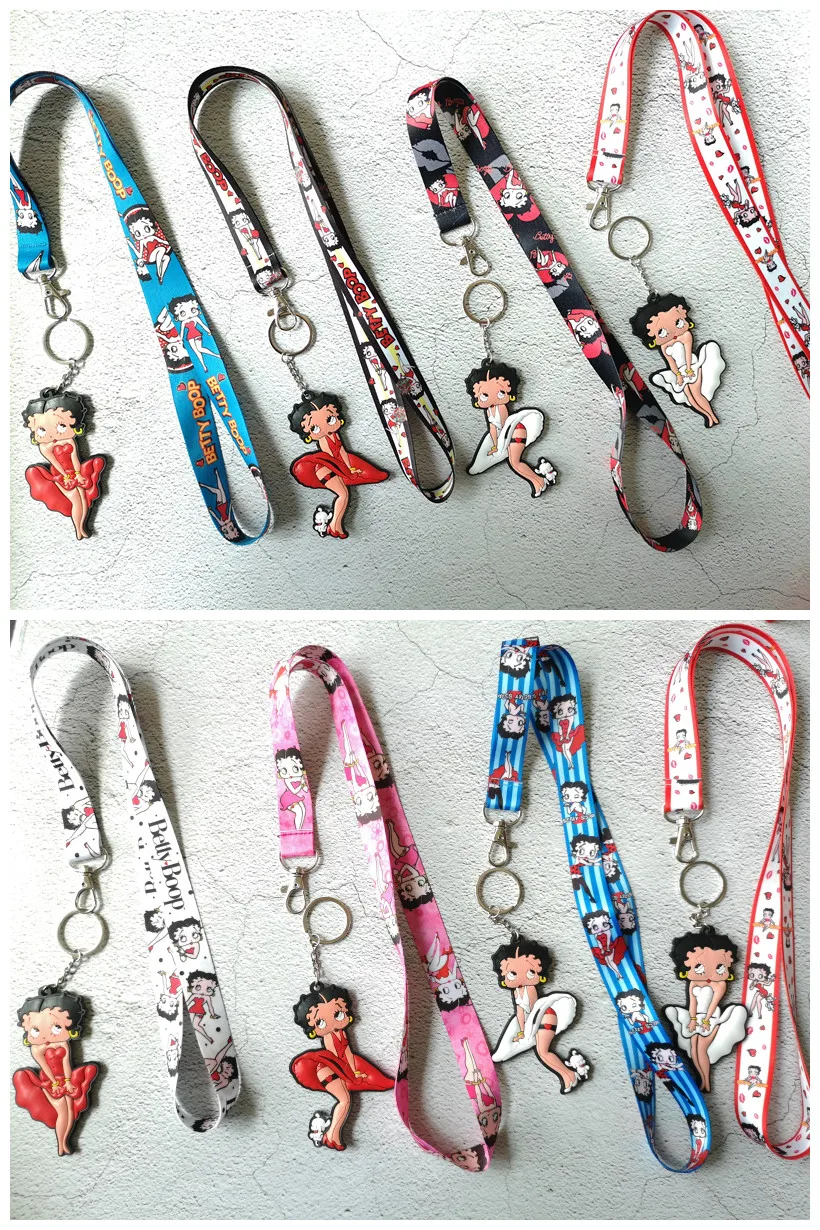 1 шт. betty boop женские прозрачные босоножки из ПВХ подвеска ключ шнур значок ID
