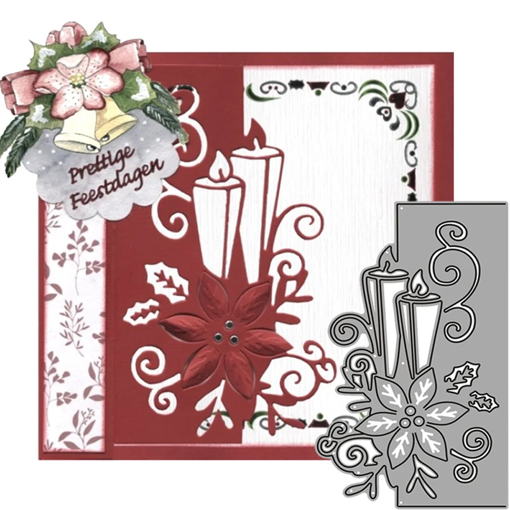 Рождественская кружевная рамка цветок свеча металлические режущие штампы для DIY