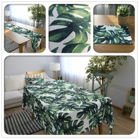 green leave print table cloth waterproof dining table cover table runner and tablecloths kitchen items home decoration rectangle