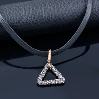 sinleery korean star love triangle square crystal pendant necklace for women black leather choker neck fashion jewelry xl459 ssp