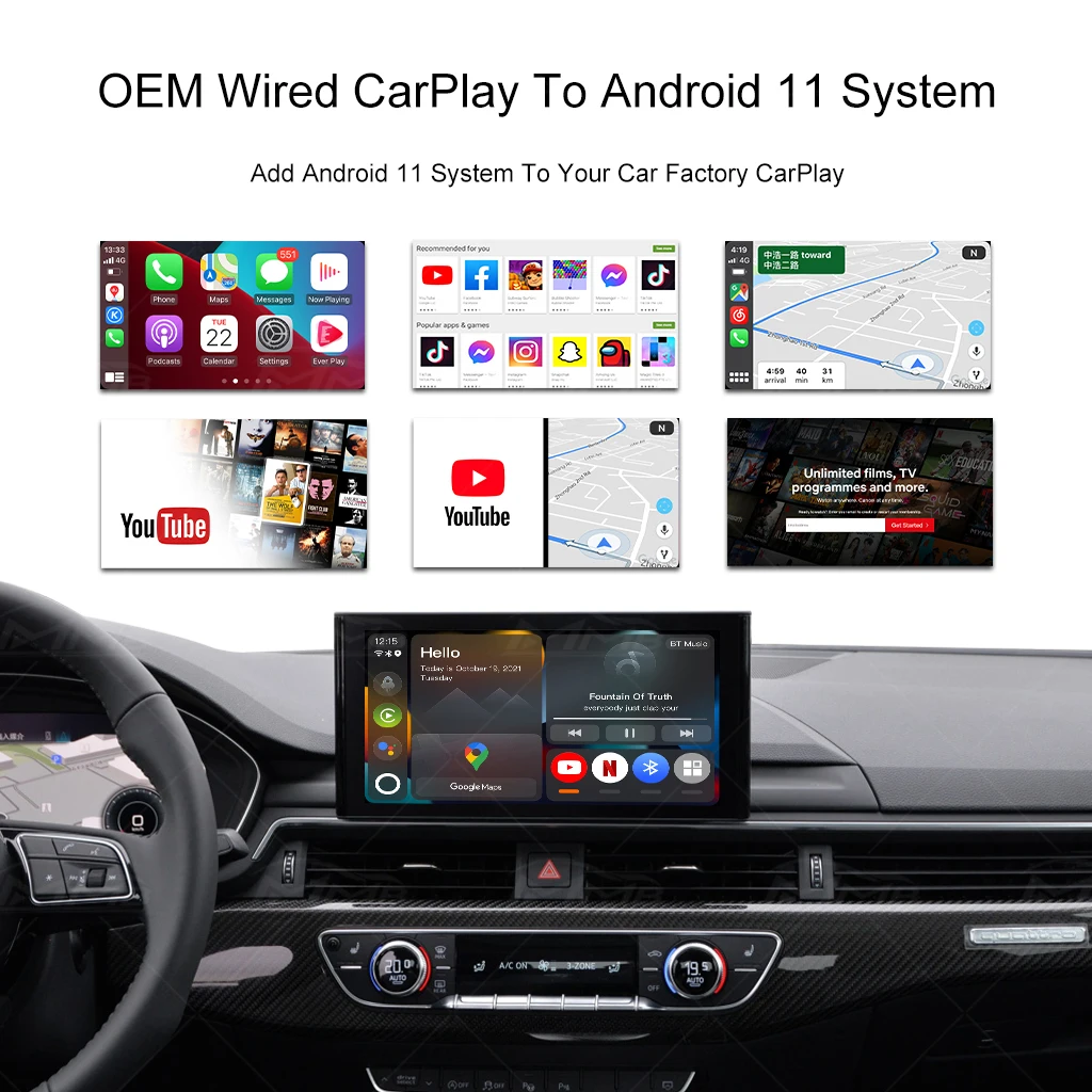 $288.00 MMB Android 11 Carplay Ai Box Multimedia Car Auto Video Players HDMI TV Netflix Streaming Box intelligent System Car Play Dongle