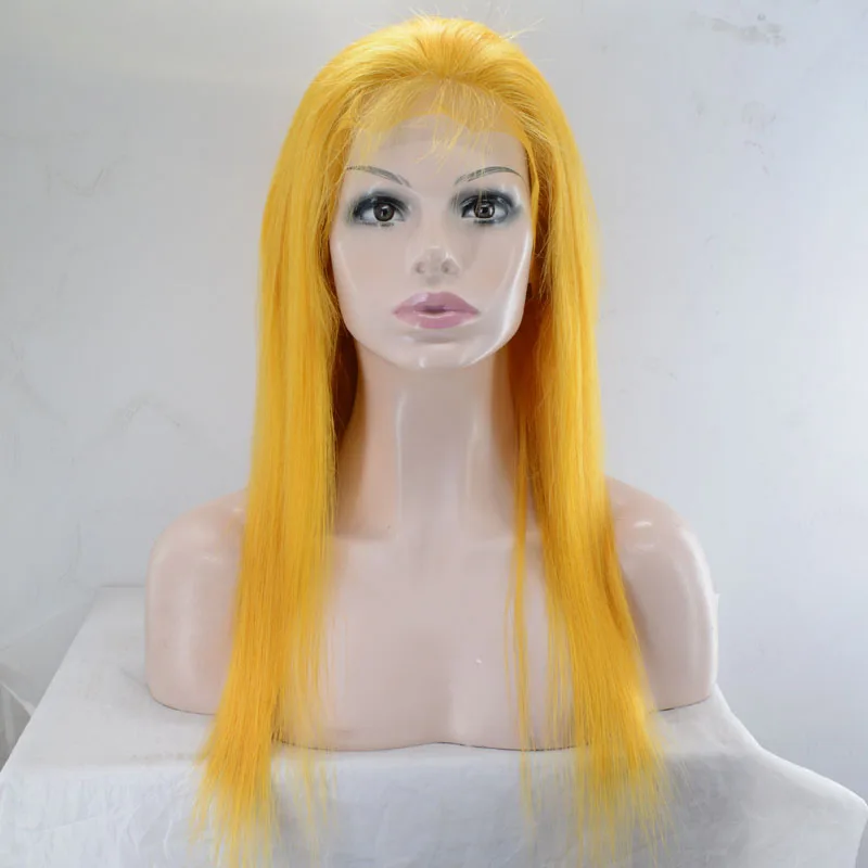 Mmuxuno 130% Density Brazilian Human Hair 13*4 Green Straight Lace Frontal full Wig sale Lace Front Wigs with body Hair