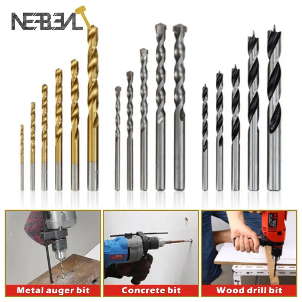 9/16/300PCS Combination Drill Bits Tungsten Steel Titanium Twist to Metal,Wood Drills,HSS Rock Concrete Drill Set Hand Electric