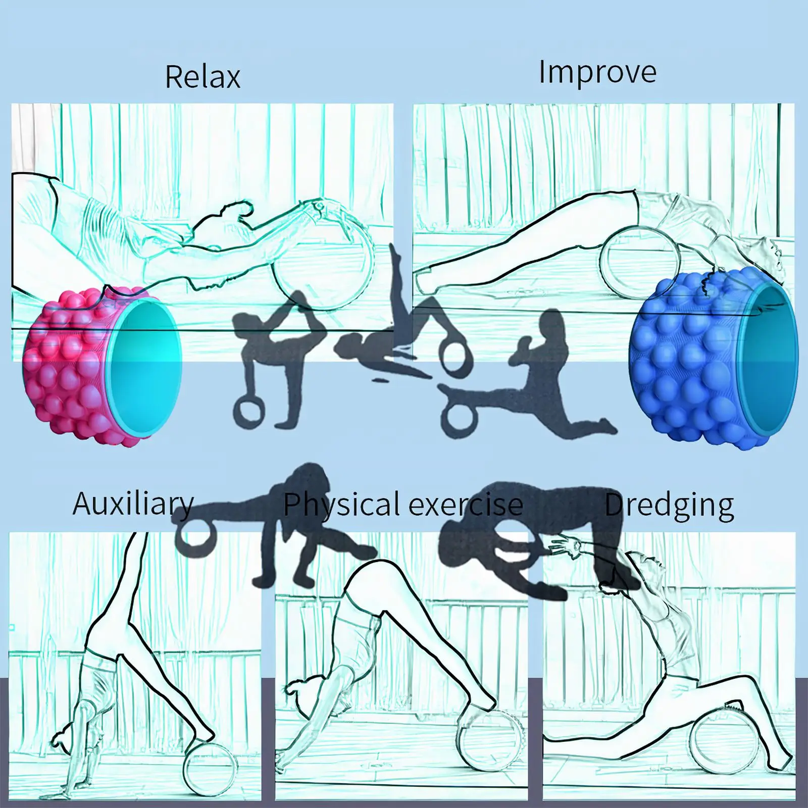 

Massage Yoga Wheel Back Training Yoga Circles TPE Waist Shape Bodybuilding ABS Gym Professional Fitness Equipment
