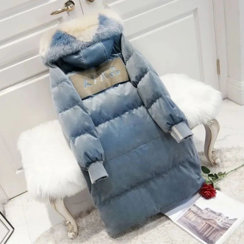 

Fashion Women's Parkas Casual Coats Thick Winter Jacket Women Hooded Fur Collar Down Cotton Coat Casual Long Jacket Female