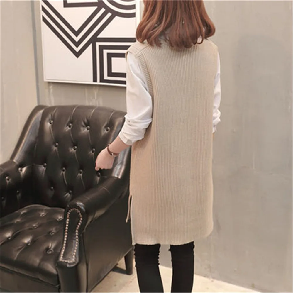 Женский свитер-жилет весна-осень 2020 пуловер без рукавов с V-образным вырезом