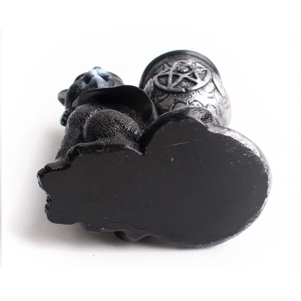 1 шт. черная резная Смола счастливый кот череп основание в виде животного