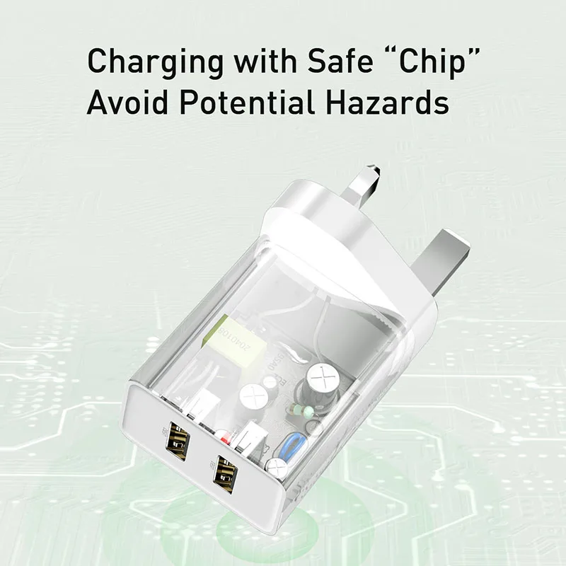 Настенное зарядное устройство Baseus с двумя USB разъемами для iPhone штепсельная Вилка