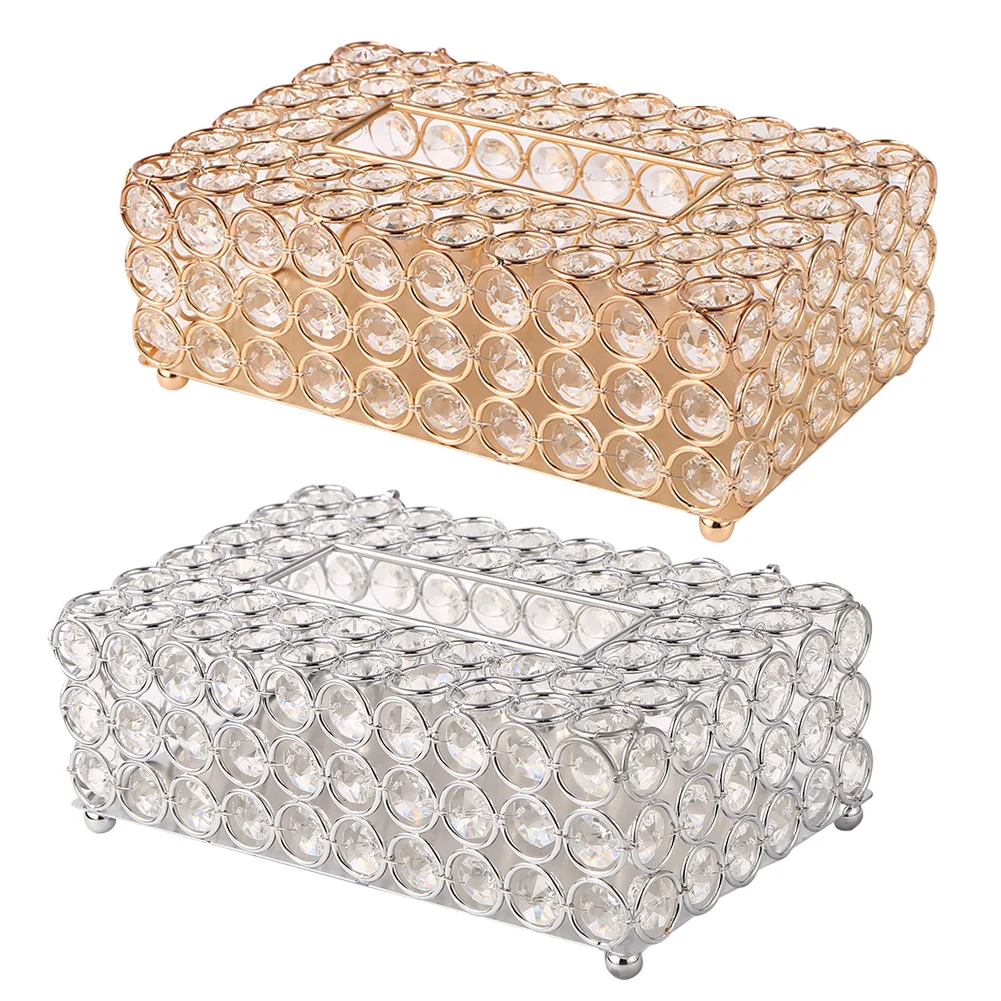 

Napkin Tray Paper Rack Holder Office Table Restaurant Car Home Hotel Wedding Home Decor Artificial Crystal Tissue Box