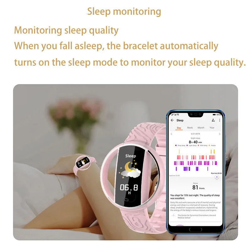 LIGE Смарт-часы для женщин fit bit IP67 Водонепроницаемый фитнес-трекер монитор