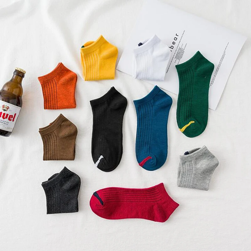 Модные однотонные носки для женщин и мужчин Хлопковые короткие Повседневные