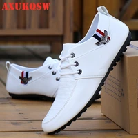 men walking shoes 38 44 fashion breathable men shoes white soft bottom flat loafers shoes mens lace up non slip driving shoes