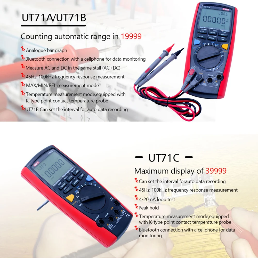 UNI T UT71A UT71B UT71C UT71D UT71E Цифровой мультиметр RMS AC DC измеритель Вольт Ампер Ом Емкость