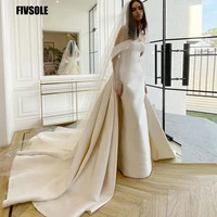 fivsole boho wedding dresses strapless mermaid wedding gowns custom made elastic satin sexy detachable train bride dresses 2022