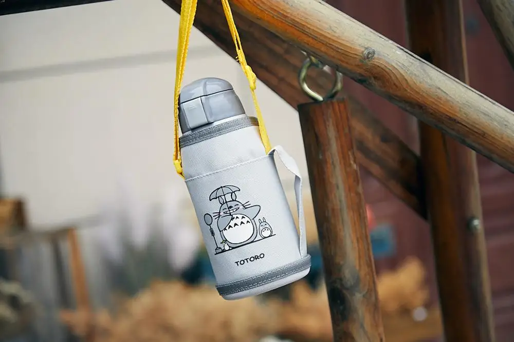 Oussirro 600 мл Totoro прекрасный термос милый детский термос с кружка с соломкой 304 термос из нержавеющей стали - Цвет: D