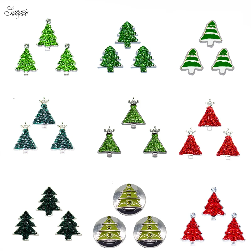 Микс 1 шт./лот зеленые Рождественские елки стразы кнопки сплав драгоценный камень