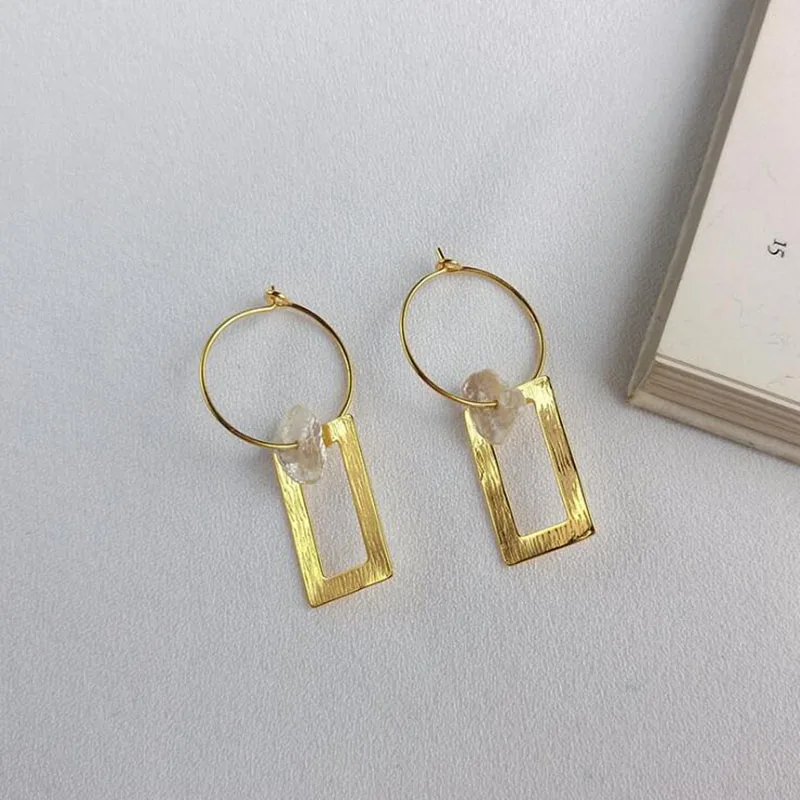 

Real 925 Sterling Silver Gold Drop Earrings For Women Statement Natural Sea Shell Dangle Earring Party Gifts Accessories