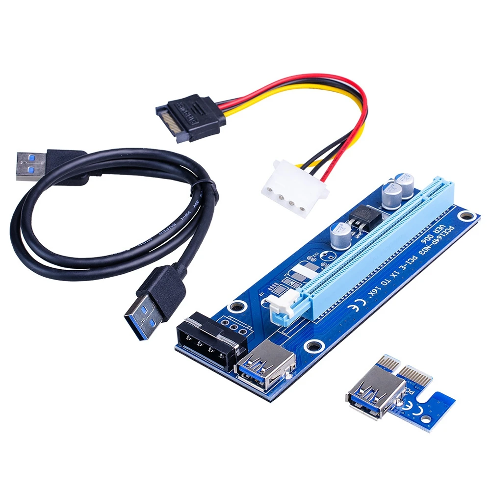 

10 шт., Райзер-карта VER006S PCI-E, 60 см, кабель USB 3,0, расширитель PCI Express 1X на 16X, адаптер PCIe для графической карты