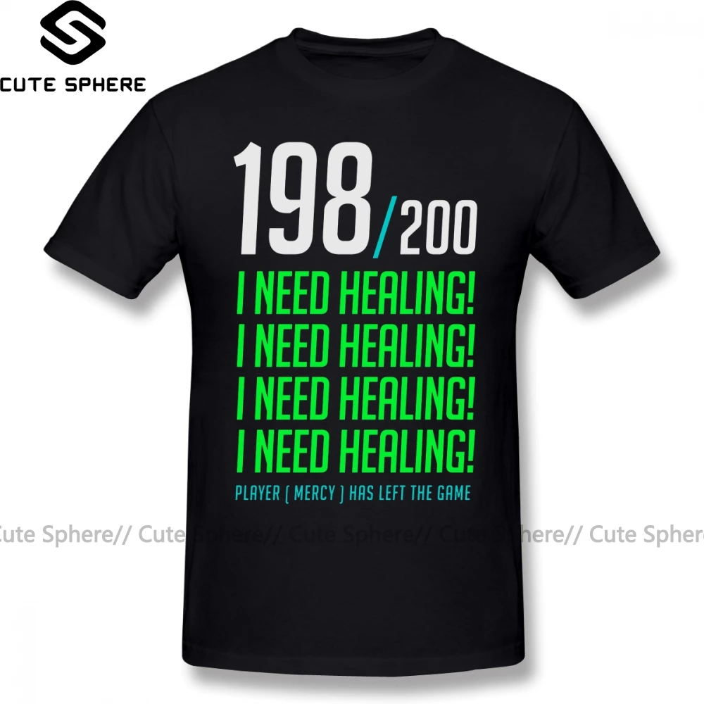 Футболка Genji 198 I NEED heal Player оставила футболку Мужская забавная с принтом большие